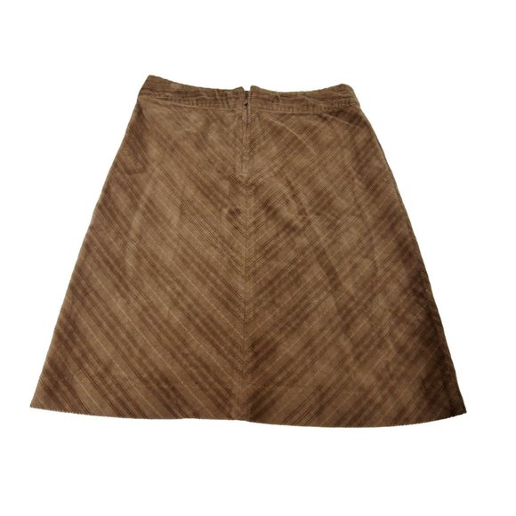NWT H&M Womens Skirt 4 Corduroy A-Line Brown Chevron Textured - Picture 3 of 6